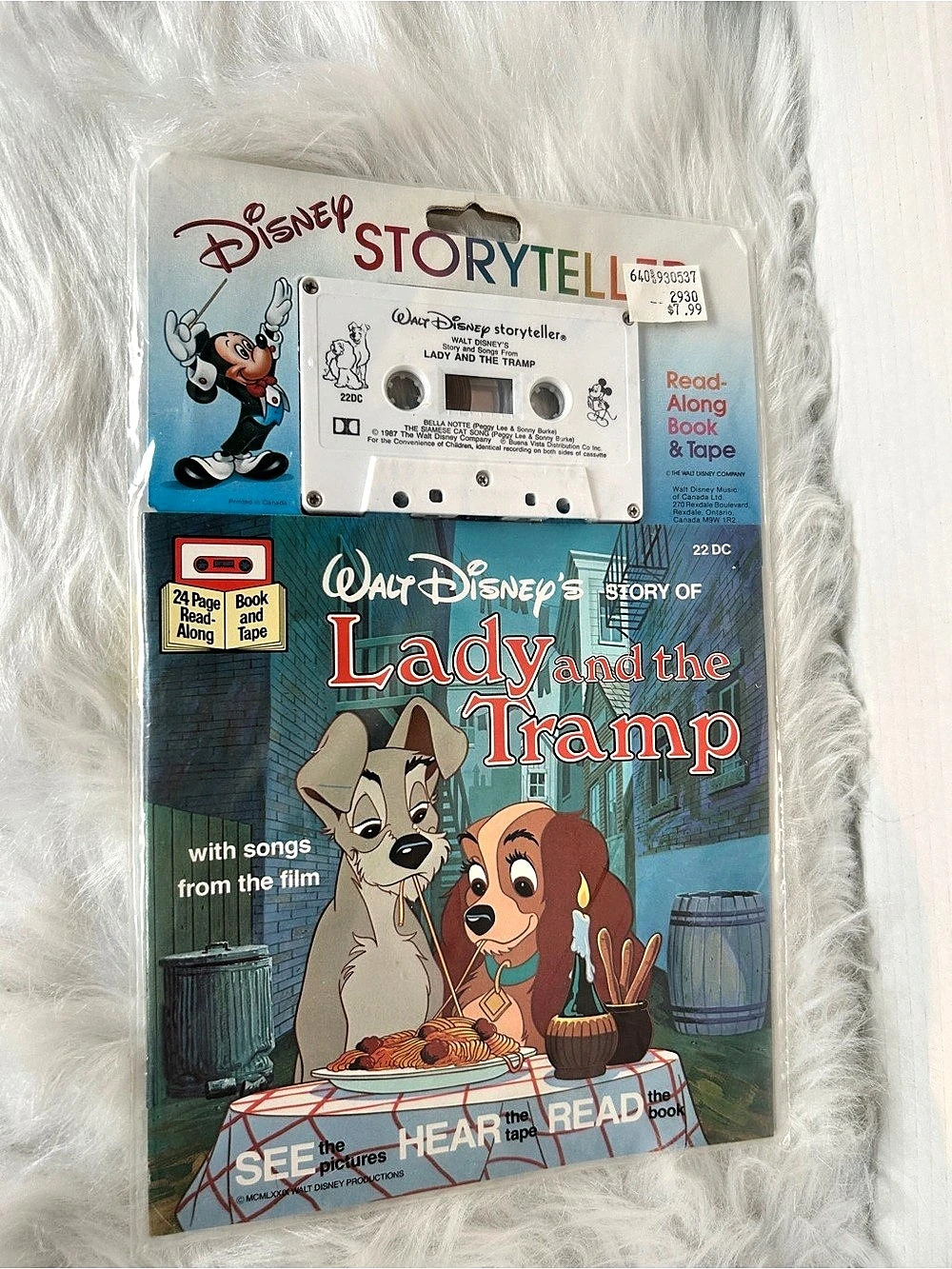 Vintage 1979 Disney Storyteller Lady and the Tramp Read-Along Book & Cassette